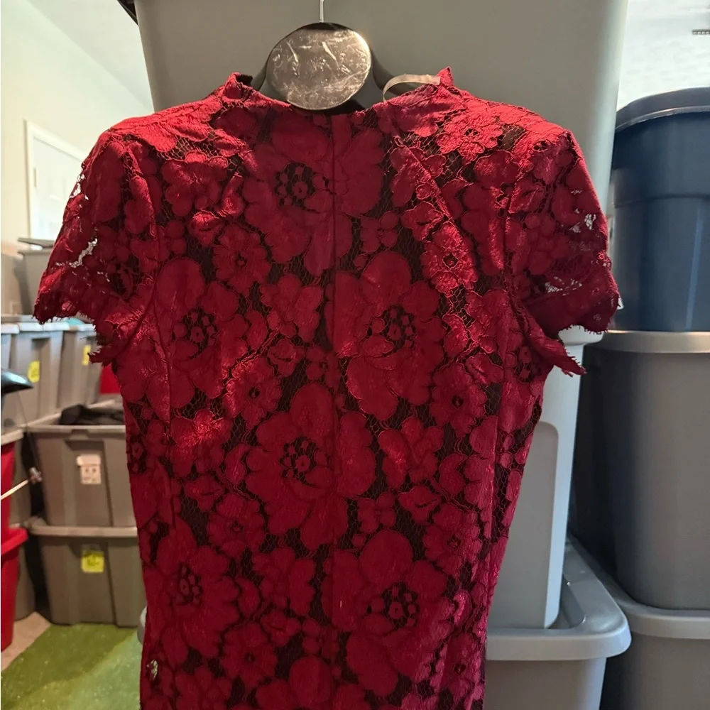 ANTONIO MELANI Red Lace Midi Dress - Picture 5 of 9